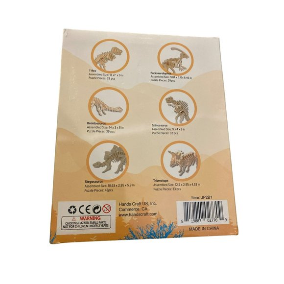 NEW 6 assorted DIY wooden puzzle Dinosaurs unfinished - Picture 2 of 2